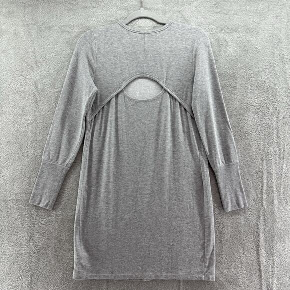 Athleta Dress Womens XXS Gray Terry Mini Cut Out Long Sleeve Crew Neck Stretch - Picture 5 of 12